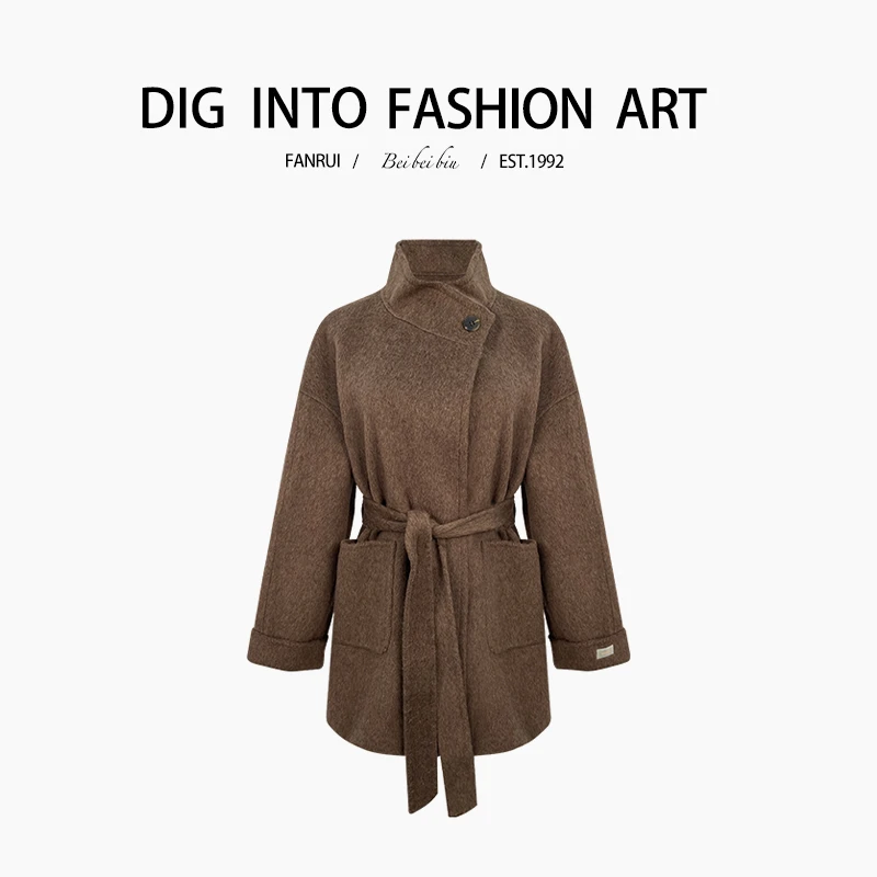 【泛芮】系带收腰设计感百搭洋气轻奢高级感中长款风衣外套B11466