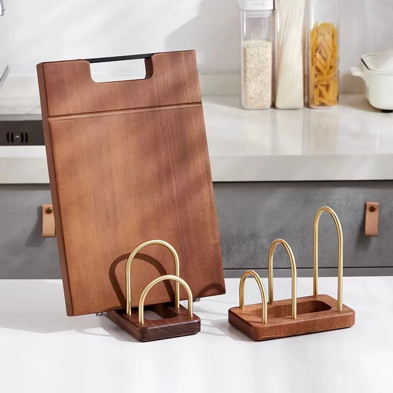 简约实木厨房菜板砧板置物架壁挂台式两用锅盖架砧板加厚沥水架