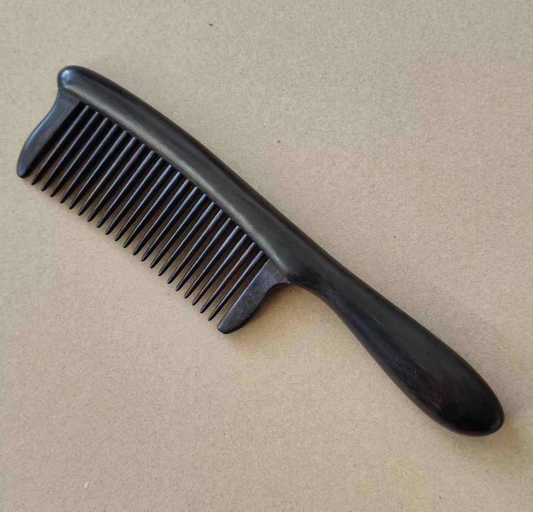 紫光檀木精致高端木梳子天然蜂蜡抛光不挂发防静电圆润按摩梳便携