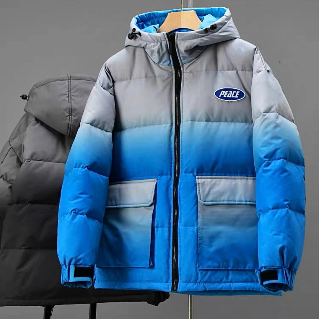 拼色男女同款情侣连帽冲锋衣