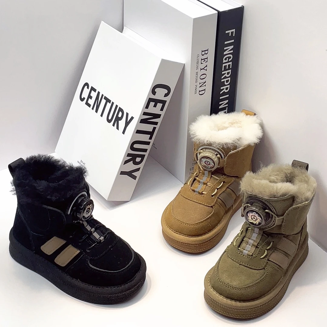 雪地靴真皮儿童加绒加厚保暖休闲好看百搭舒适耐磨大棉