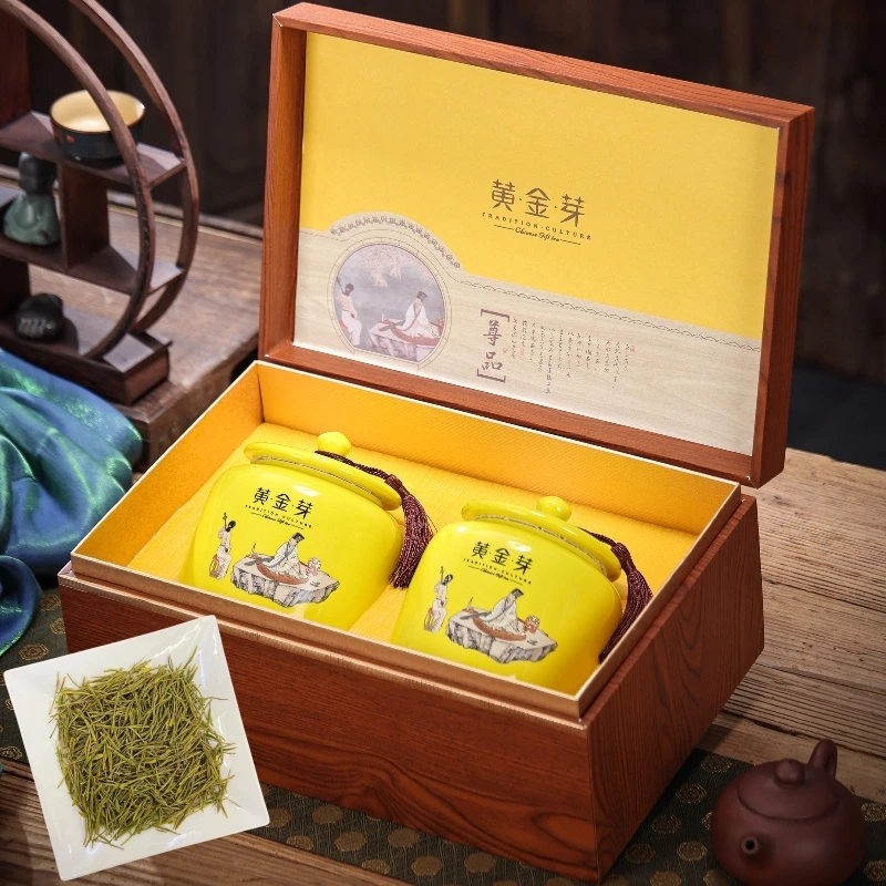 黄金芽茶叶礼盒装正宗特产高山白茶高端瓷罐礼盒装节日送礼佳品