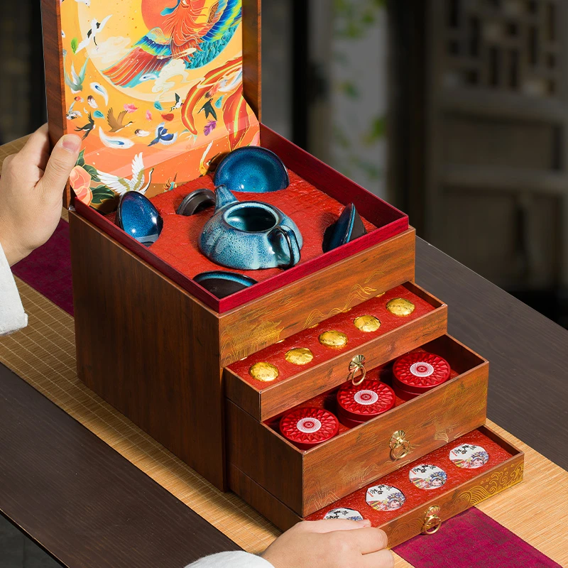 节日送礼红茶金骏眉普洱熟小沱茶陈皮白茶茶叶高档礼盒装礼品