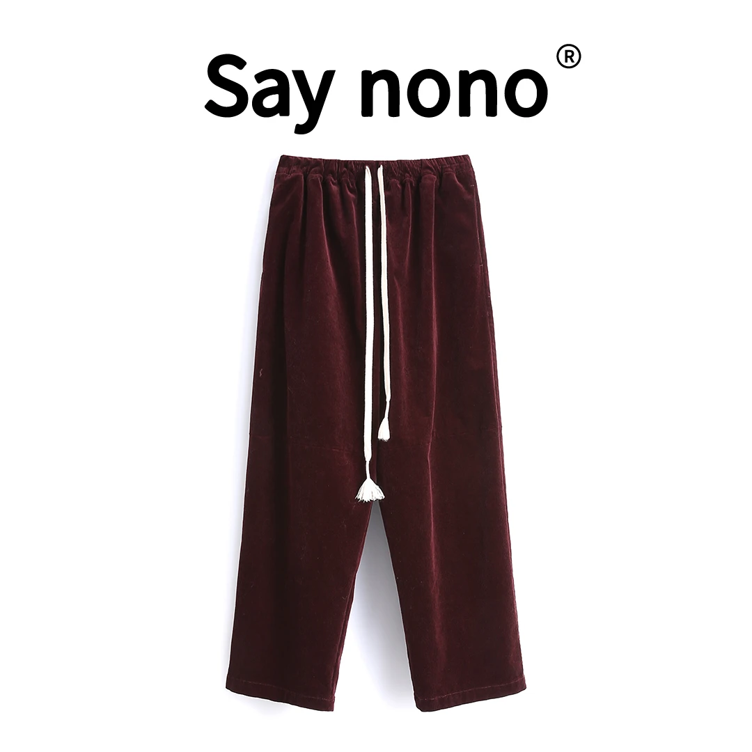 懒猫nono│Saynono 港味休闲布长裤小个子高腰显瘦 /A186