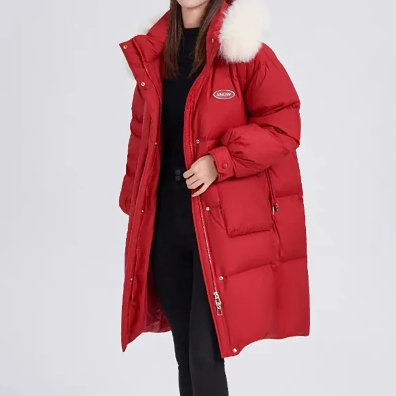 懒猫nono│Saynono 新款女士时尚连帽中长毛领鹅绒服HD36928