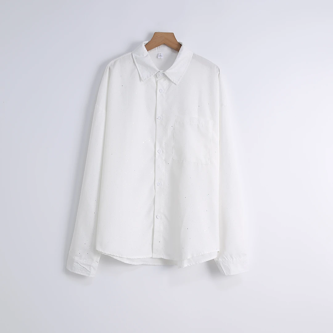 【HONEY AMOR】套头休闲针织闪黑色宽松满天星衬衫 /HL062C