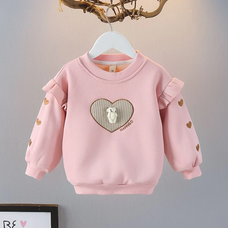 女童冬装卫衣2023新款宝宝上衣儿童长袖加绒保暖公主洋气秋冬