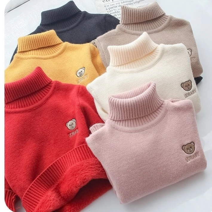 儿童高领毛衣一体绒男宝女宝高领洋气打底针织衫儿童加厚毛衣