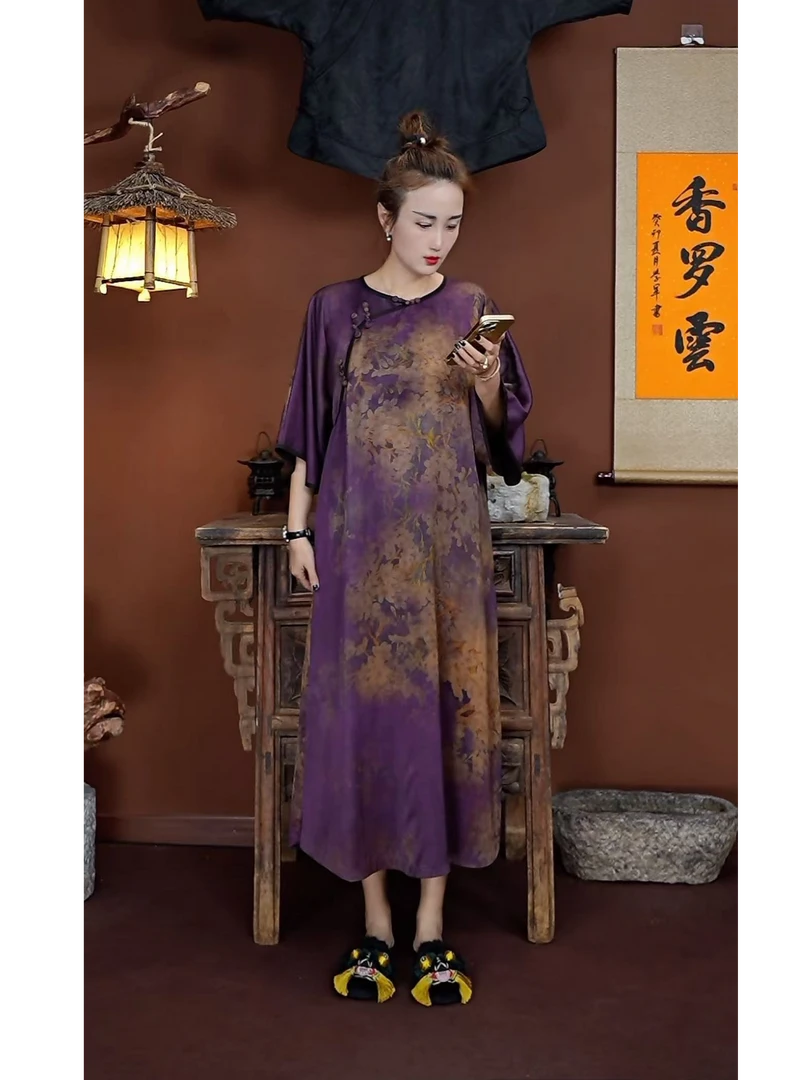 新中式6A级重磅真丝复古 桑蚕丝香罗云香云纱43