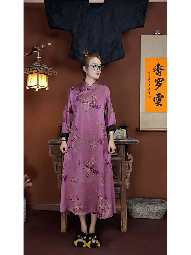 新中式6A级真丝复古 桑蚕丝香罗云香云纱09