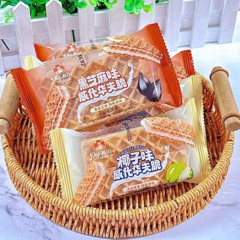 【超好吃】猪猪姐椰子威化华夫脆黑芝麻威化饼休闲办公室追剧零食