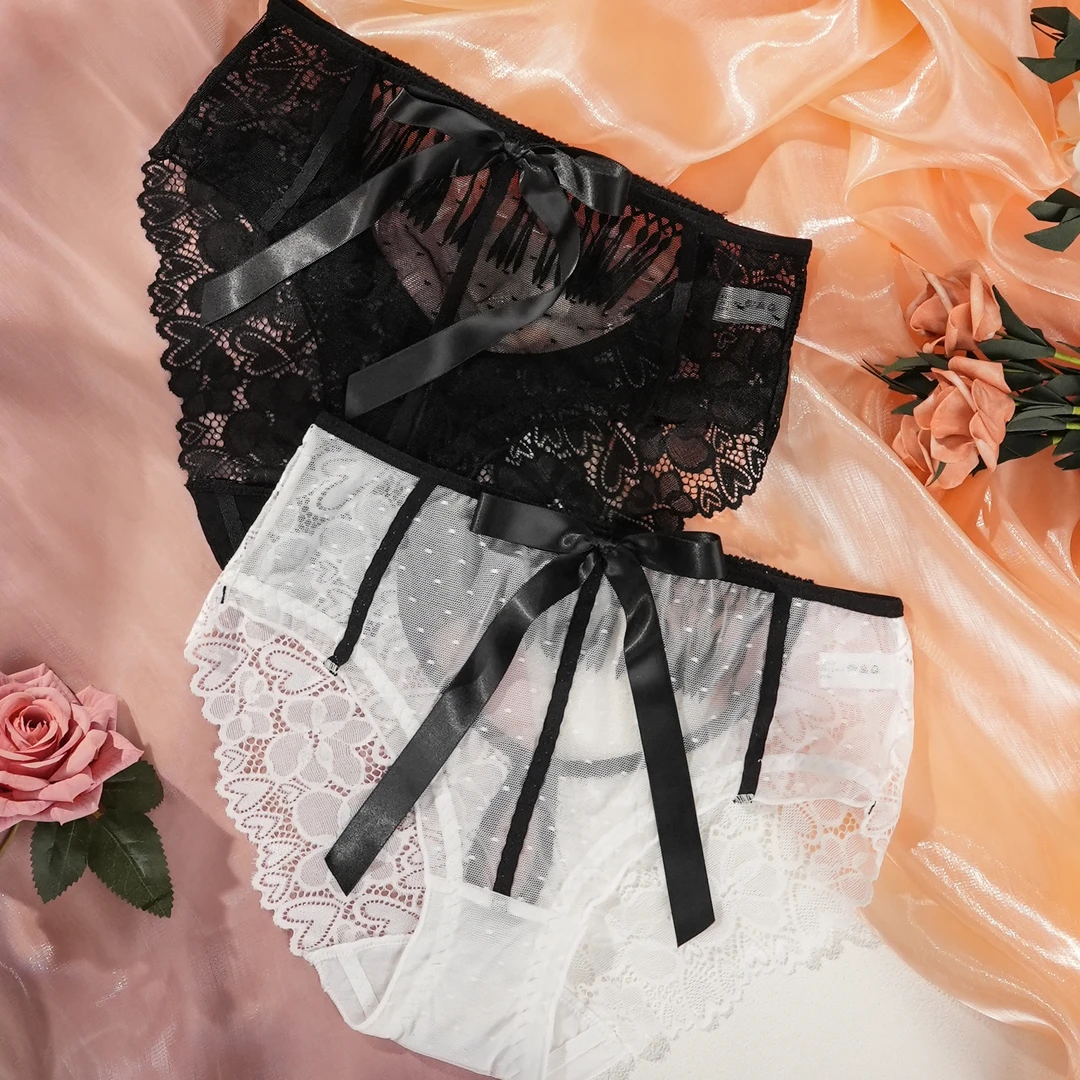 舞曲【100-220斤】女士纯欲大码甜美性感蕾丝短裤2条装A46