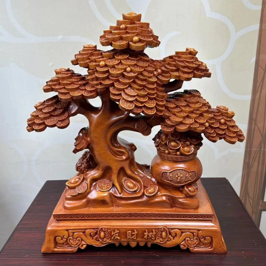 发财树中式家居桌面摆件雕刻