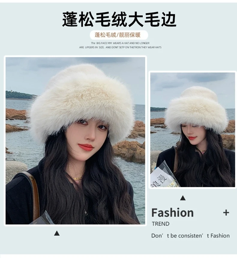 欧貂绒百搭蒙古帽女士冬季加厚保暖毛绒帽子女2024新款东北防寒帽