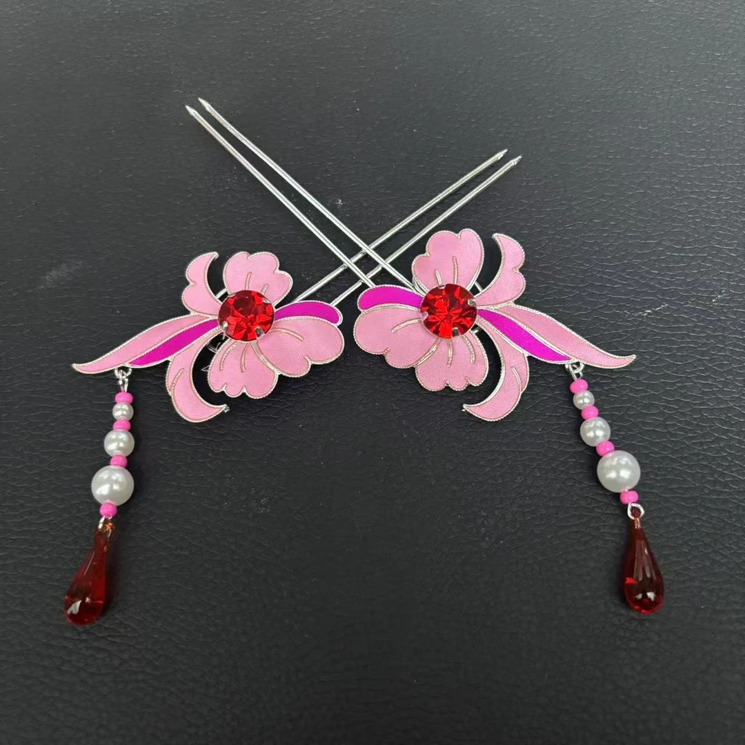 【杜鹃花挑】戏曲点稠兰花对挑花旦丫鬟越剧黄梅戏头饰配饰