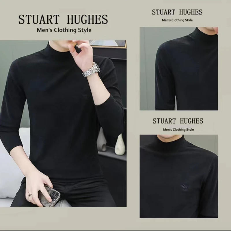 【圆圆专属内搭】YMS2023男士打底衫内搭半高领纯色修身百搭