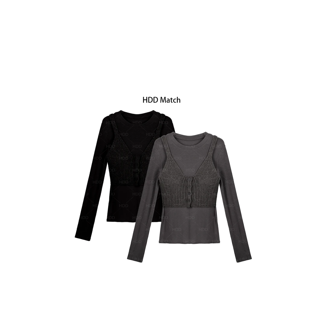 HDD Clothing "搭配方程"秋冬简约针织背心+打底衫女装套装Y6852