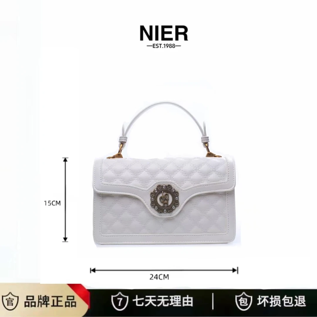 NIER/尼亚2023新款时尚简约百搭气质手提包单肩包斜挎包8041白#
