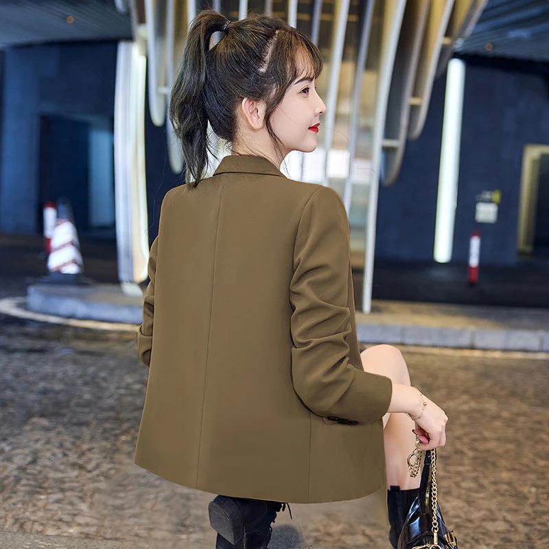 咖色西装外套女短款小个子2025春秋新款气质休闲网红韩版西服上衣