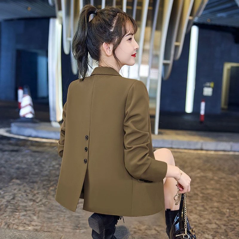 咖色小西装外套女短款小个子2025春秋新款韩版休闲高级感西服上衣