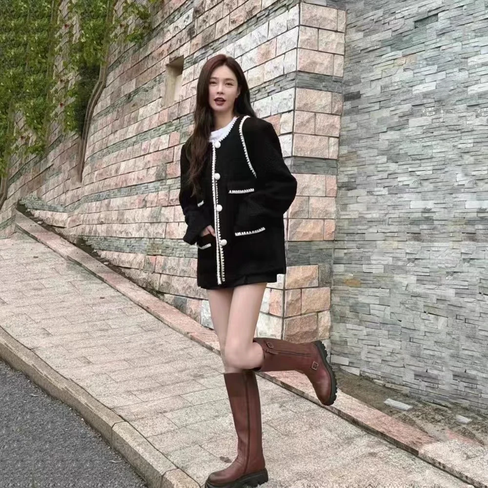 2975设计感拼色小香风外套