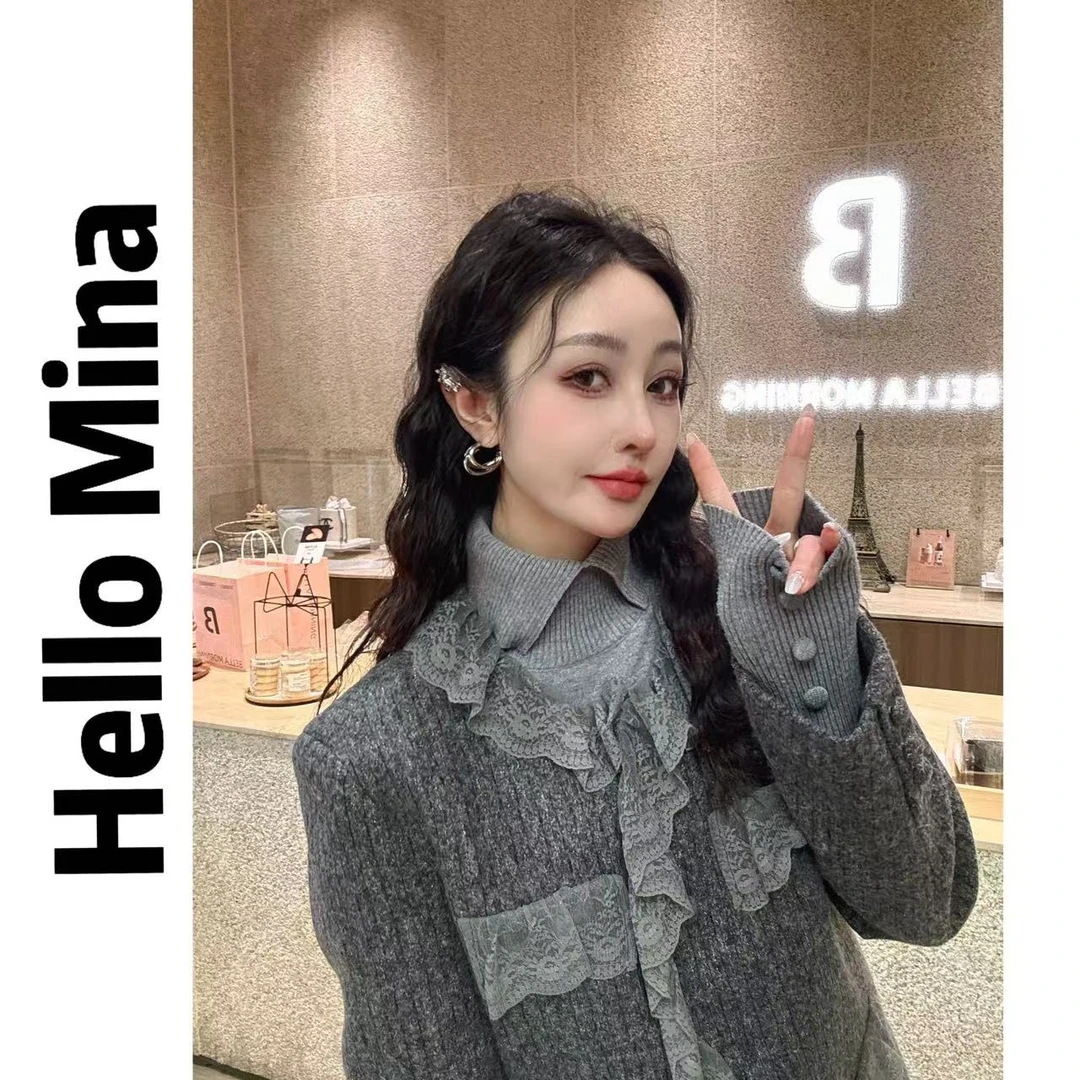 2024东大门蕾丝花边羽绒外套