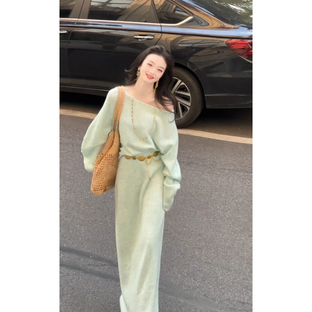百亿【月牙袖】买手店设计风格针织套装富家千金感穿搭名媛温柔风