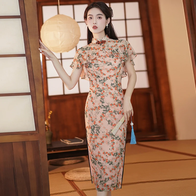 复古中国风旗袍碎花旗袍改良新款夏季气质高端少女日常优雅连衣裙