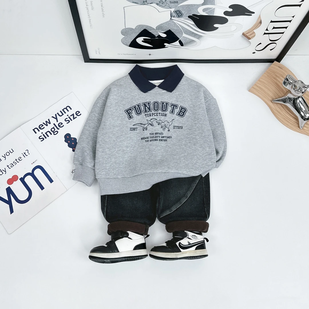 儿童卫衣加绒款长袖2024新款秋冬装男童D-HZ241502儿童加厚卫衣