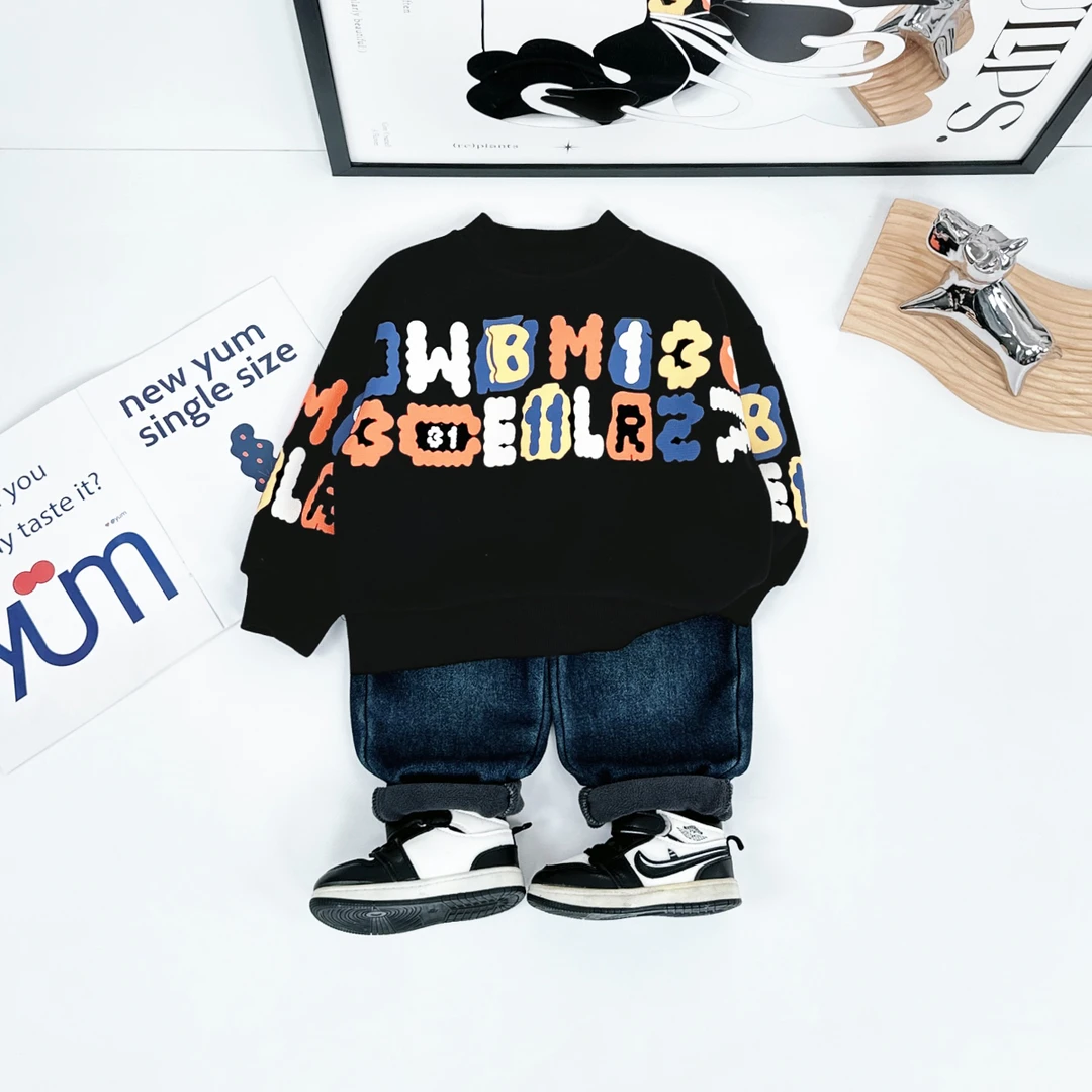 儿童卫衣加绒款长袖2024新款秋冬装男童SD-HZ241146 悠悠童话童装