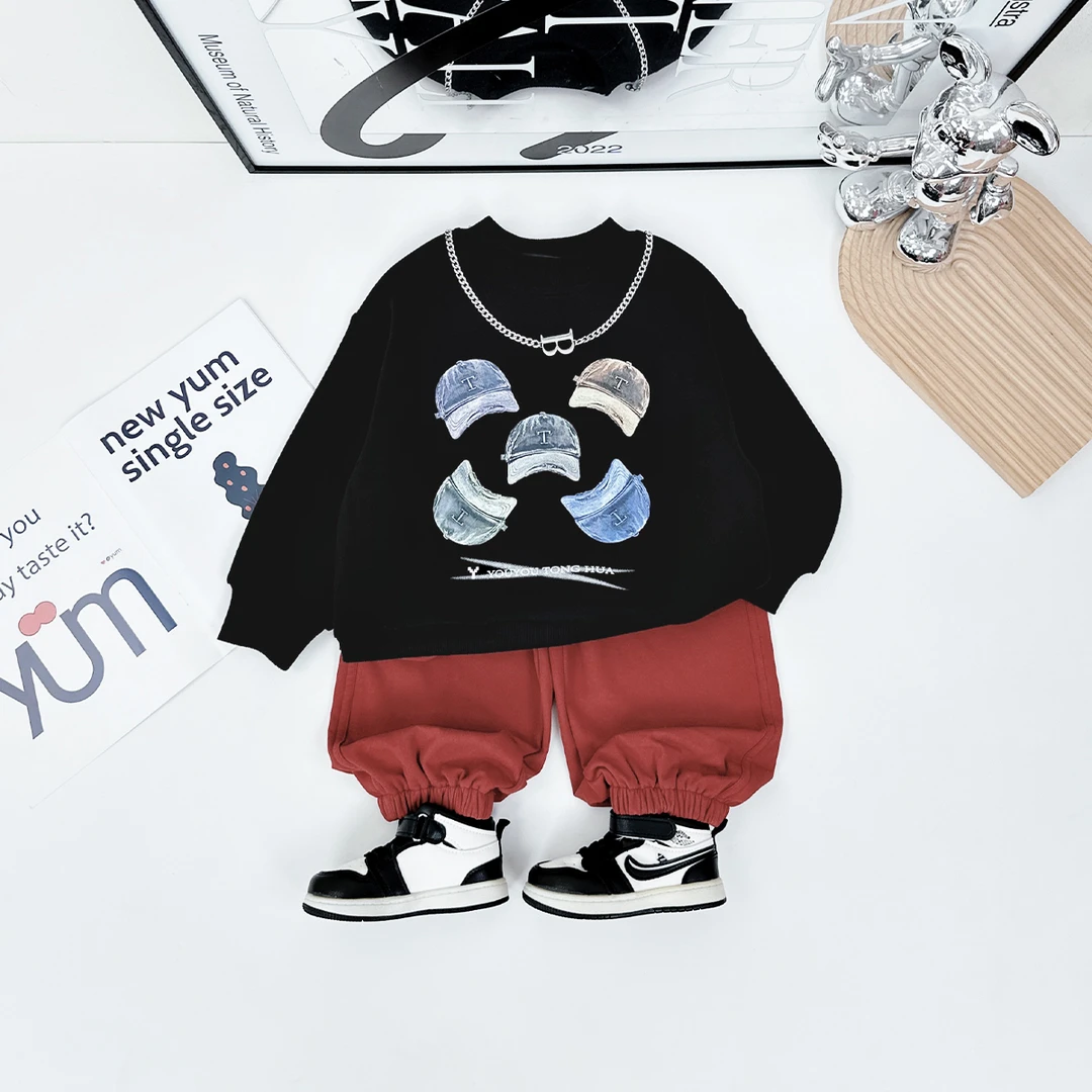 儿童卫衣加绒款长袖2024新款秋冬装男童 D-BQ24877Y 悠悠童话童装