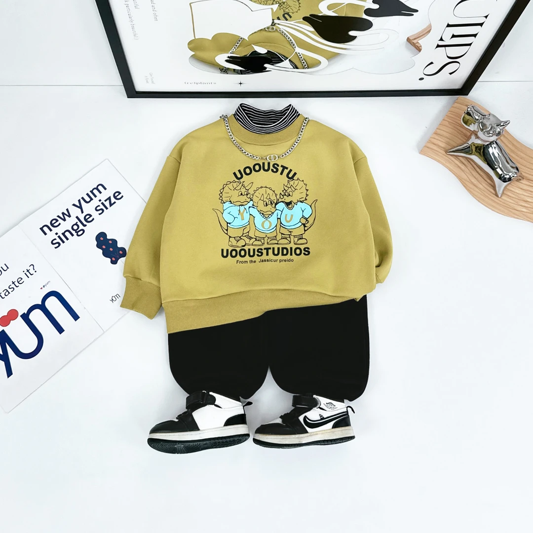 儿童卫衣加绒款长袖2024新款秋冬装男童 D-HZ241290 悠悠童话童装