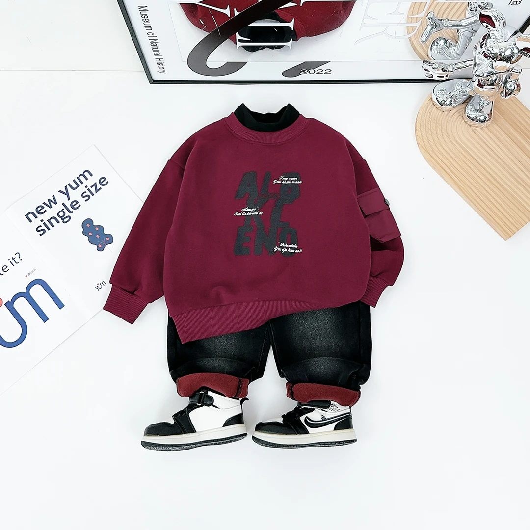 儿童卫衣加绒款长袖2024新款秋冬装男童 D-DMD7257 悠悠童话童装