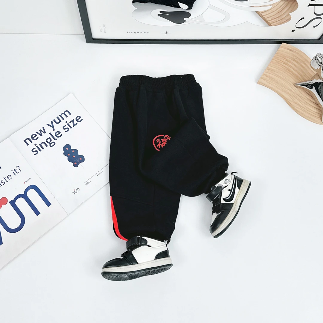 儿童加绒裤子男童运动裤2024新款秋冬装 D-HZ241407 悠悠童话童装