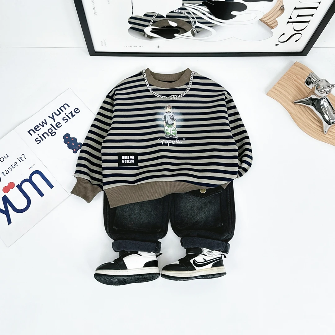 儿童卫衣加绒款长袖2024新款秋冬装男童 D-HS24186 悠悠童话童装