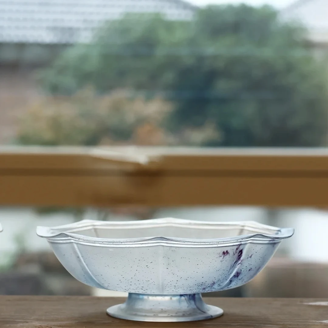 與山堂琉璃-瓣口高足碗