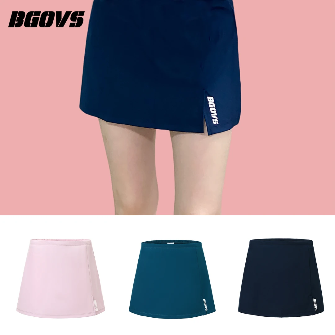 韩国BGOVS羽毛球服女士速干吸汗A字裙打底运动短裙三色