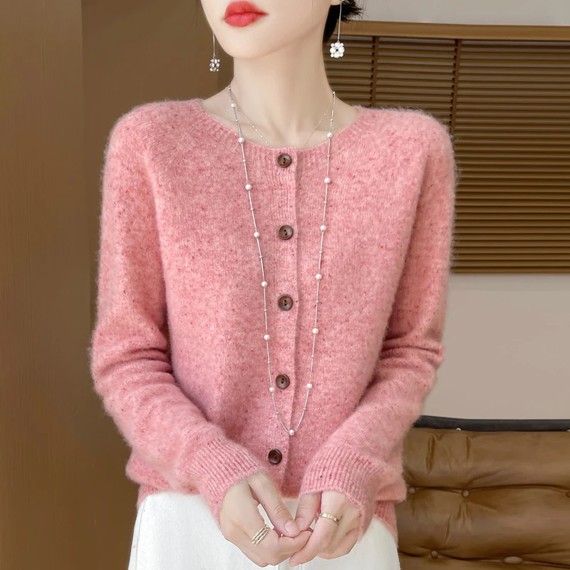 【花纱高级感】羊毛开衫圆领女士秋季新款花纱工艺针织长袖外套