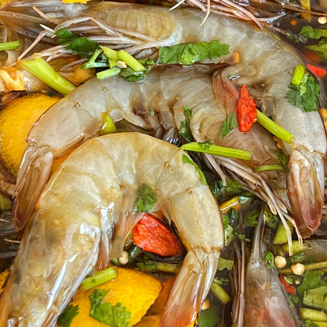 开背生呛柠檬虾 开背虾 生卤虾 海鲜制品生呛虾 生食海鲜350克