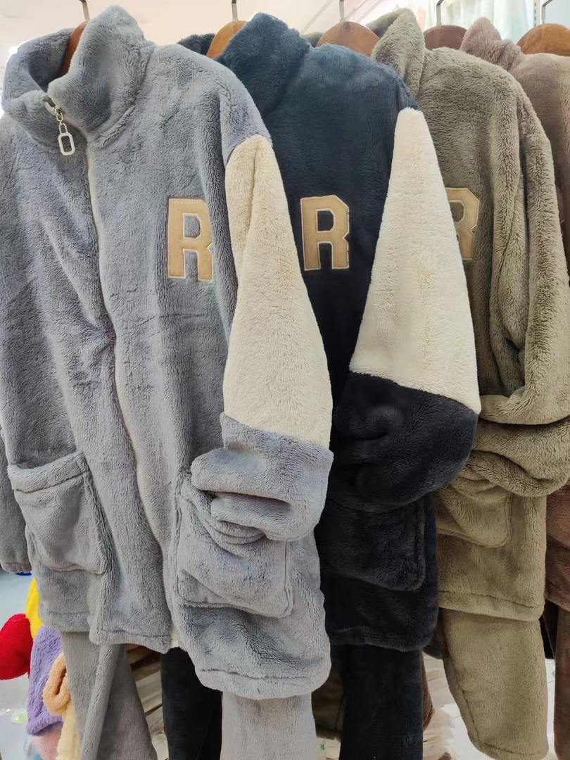 厂家清～专柜品质拼色刺绣男士家居服套装R