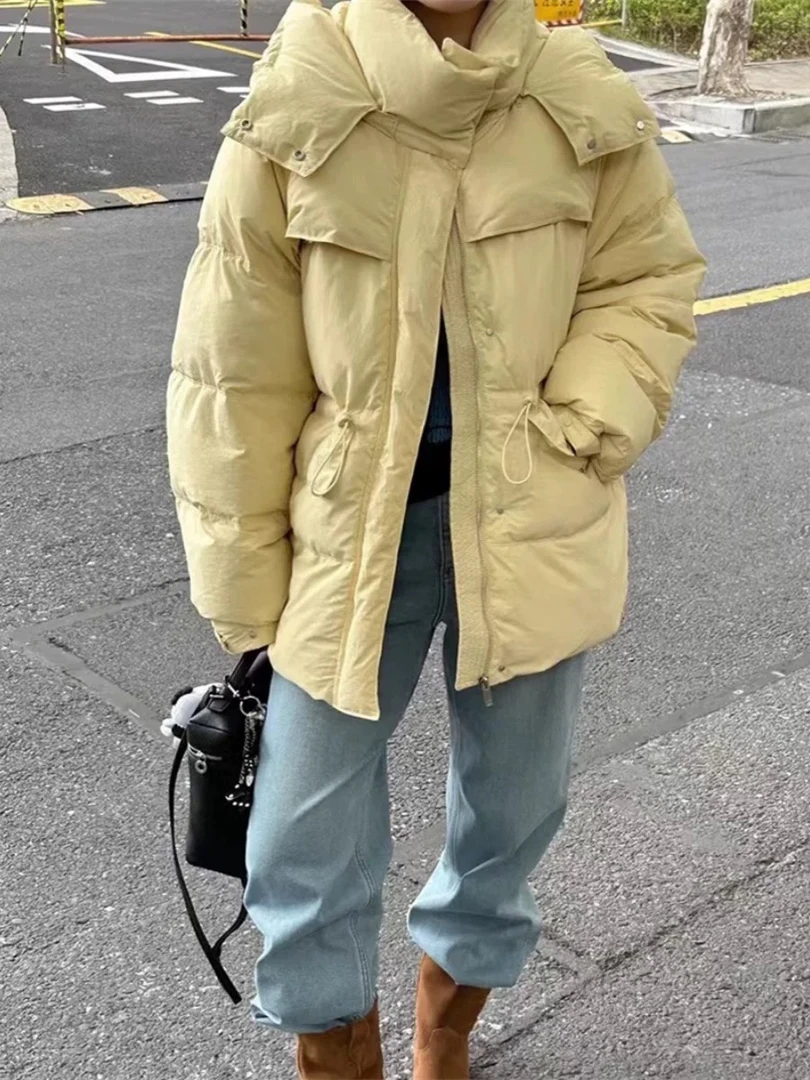 晨妹～意法XQS连帽收腰羽绒服2696