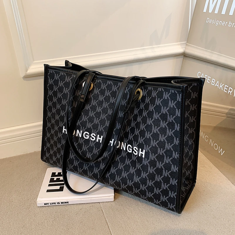 大容量包包2024新款女包时尚通勤复古百搭单肩包大学生上课托特包