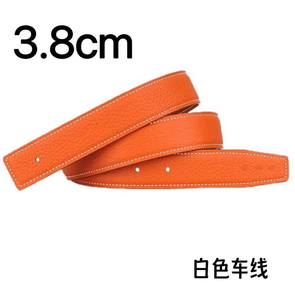 【爱马替换带身】3.8宽高档男士真牛皮皮带简约经典百搭平滑扣带身
