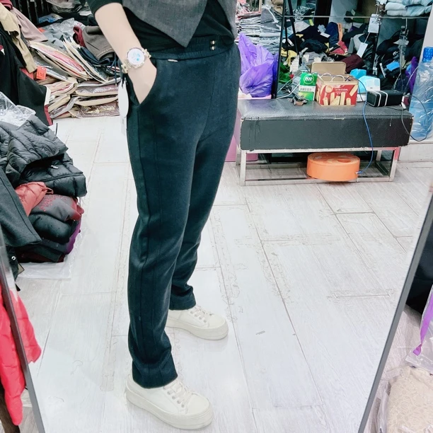 秋冬超好穿优质醋酸复合绒松紧腰休闲裤24727