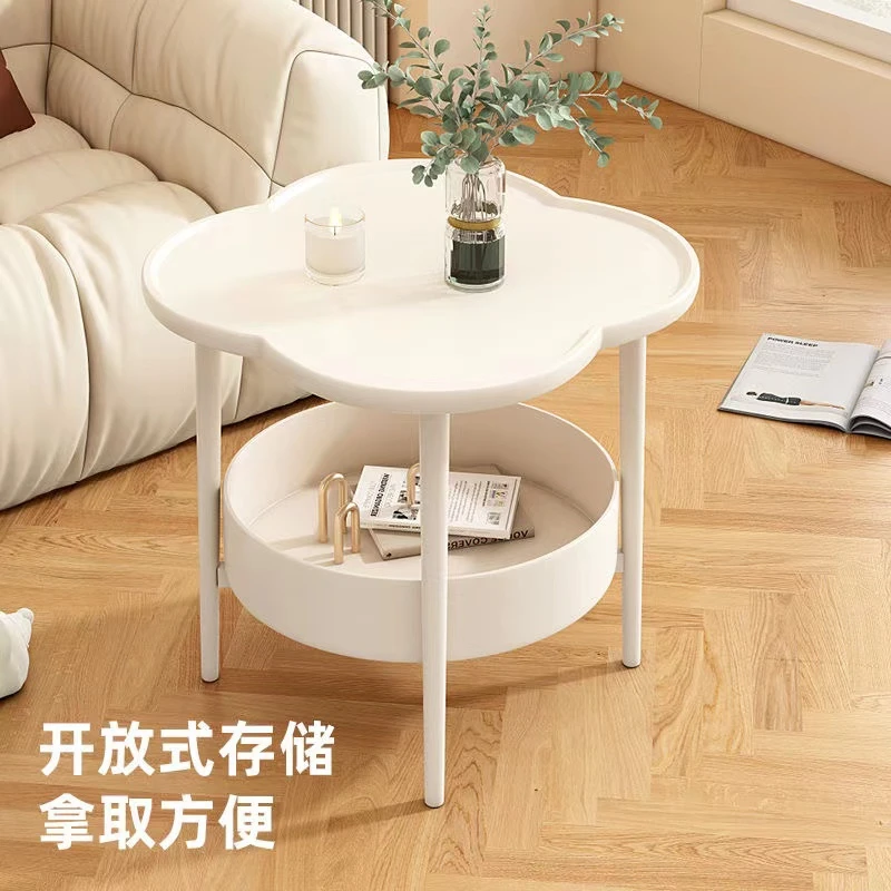 四叶草简约边几轻奢卧室床头柜家用客厅小圆桌置物碳钢沙发小茶几