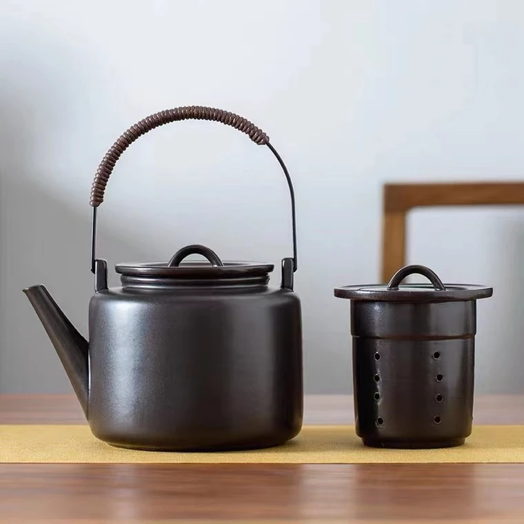 陶瓷煮茶壶中式围炉煮茶搭配电陶炉可明火1000ml大容量防干烧
