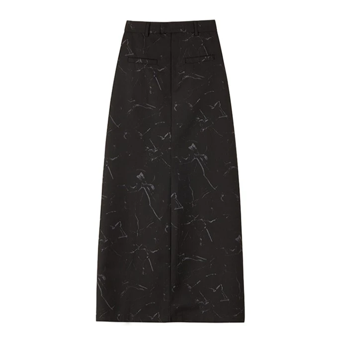 女士夏季春季显瘦半身裙长款高腰百搭休闲简约时尚印花半身长裙