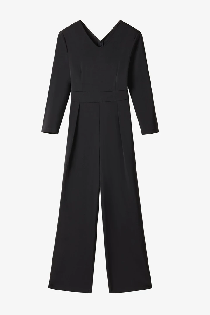 简约时尚气质百搭修身显瘦高腰秋季春季长袖休闲阔腿长款连体裤