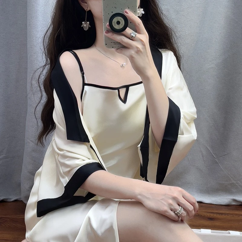 tpvl新中式国风吊带睡裙女夏季套装性感睡衣纯欲风家居服冰丝网红