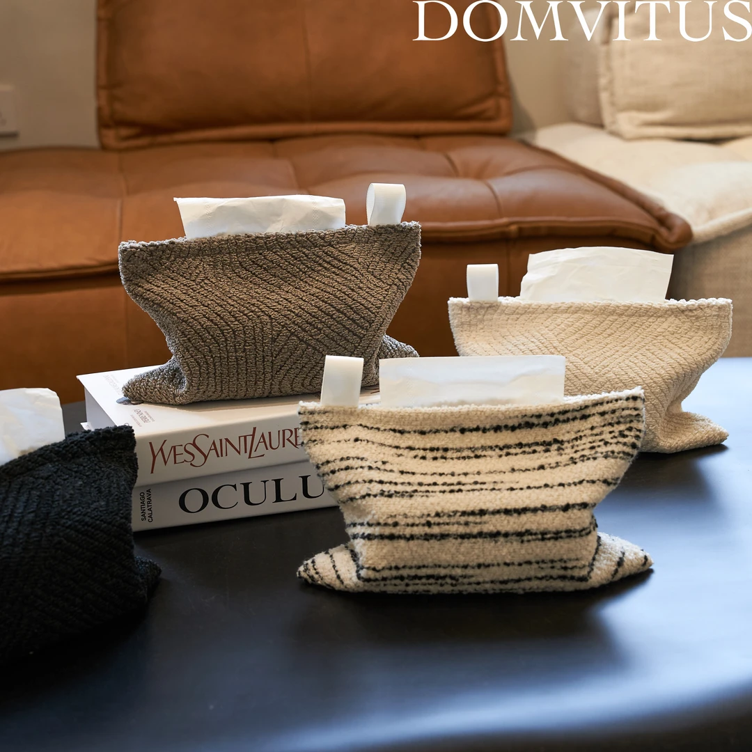 DM高级中古纸巾抽纸盒布艺收纳袋桌面家用摆件客厅餐桌车载纸巾盒